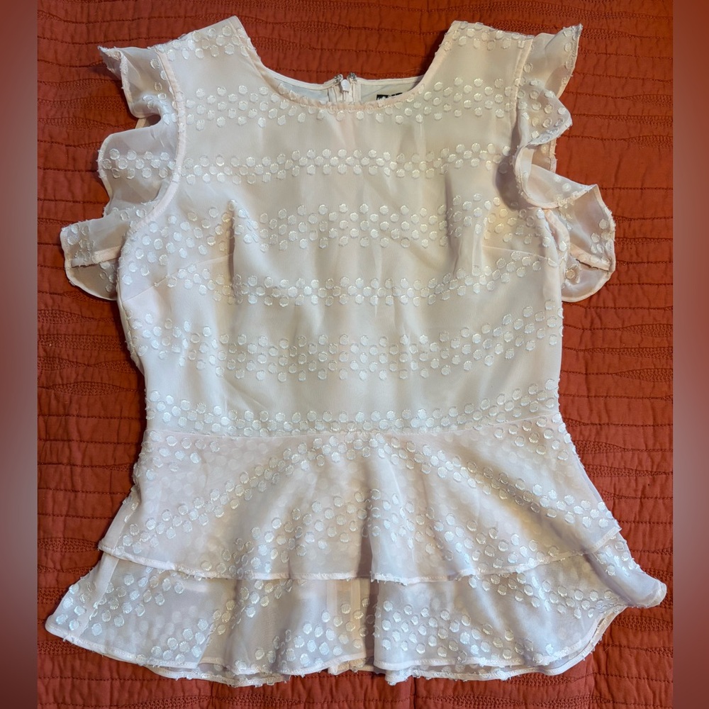 Banana Republic Light Pink Sleeveless Ruffled Peplum Blouse